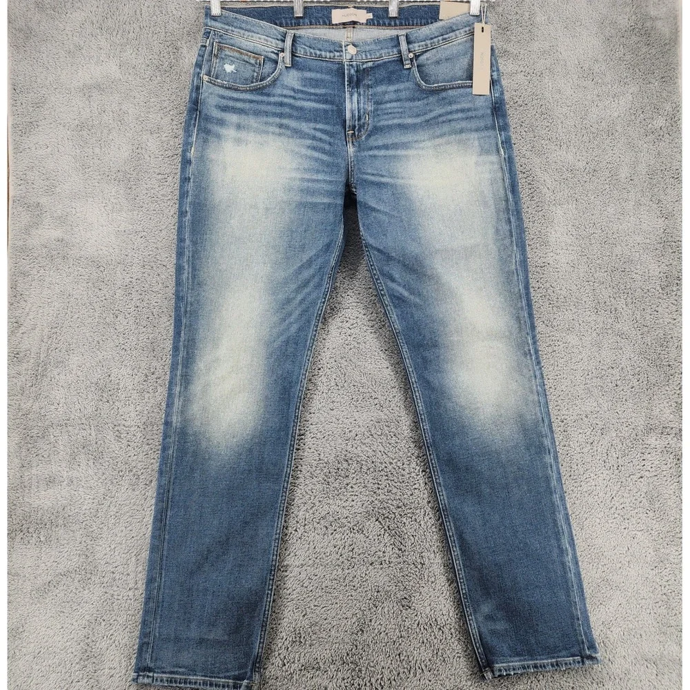 Hudson Blake Jeans Mens 40x34 Medium Wash Denim Slim Straight Distressed Pocket